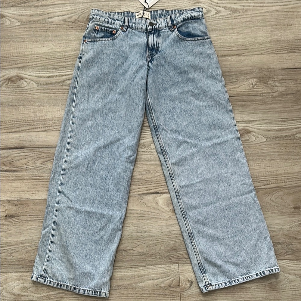 Motel Rocks Light Blue Straight Leg Jeans - Picture 2 of 4